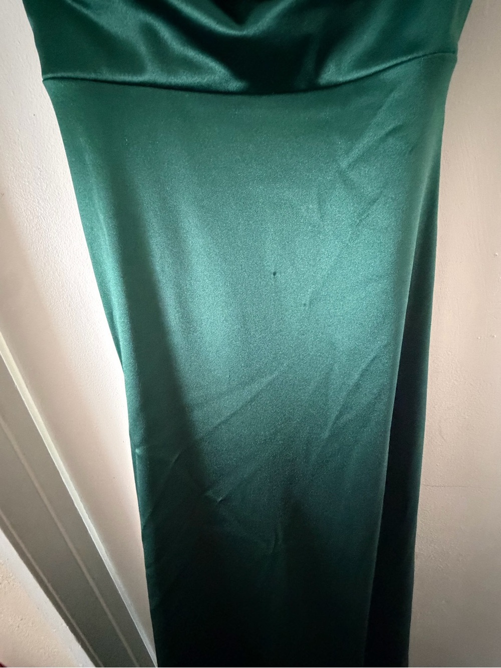 Emerald Green Satin Cowl Neck Slip Dress - Picture 6 of 6